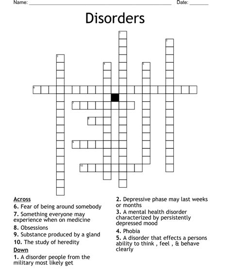 DISORDER Crossword Clue .